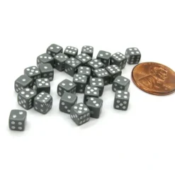 Dice-30 Deluxe Rounded Corner Six Sided D6 5mm .197 Inch Small Tiny Dice - Gray - Your Source for Gaming Essentials