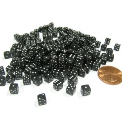 Dice-200 5mm .197 Inch Six Sided D6 Die Small Tiny Mini Miniature Black Dice - Your Source for Gaming Essentials