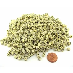 Dice-1000 Six Sided D6 5mm .197 Inch Die Small Tiny Mini Miniature Ivory Dice - Your Source for Gaming Essentials