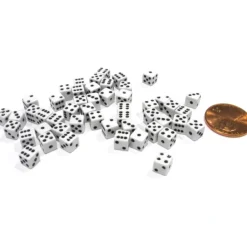 Dice-50 Six Sided D6 5mm .197 Inch Die Small Tiny Mini Miniature White Dice - Your Source for Gaming Essentials