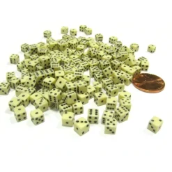 Dice-200 Six Sided D6 5mm .197 Inch Die Small Tiny Mini Miniature Ivory Dice - Your Source for Gaming Essentials