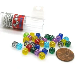Dice-30 Six Sided D6 5mm .197 Inch Transparent Die Tiny Mini MultiColored Clear Dice - Your Source for Gaming Essentials
