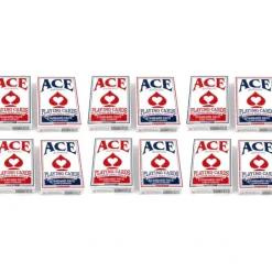 Cards-Ace Standard Size Playing Cards with Standard Faces - 6 Red Decks, 6 Blue Decks - Your Source for Gaming Essentials