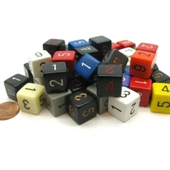 Dice-Bag of 50 Assorted Loose Opaque Polyhedral D6 Numbered Dice - Your Source for Gaming Essentials