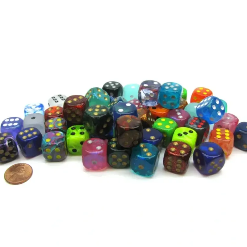 Dice-Bag of 50 Assorted Loose Signature 16mm D6 Dice - Your Source for Gaming Essentials