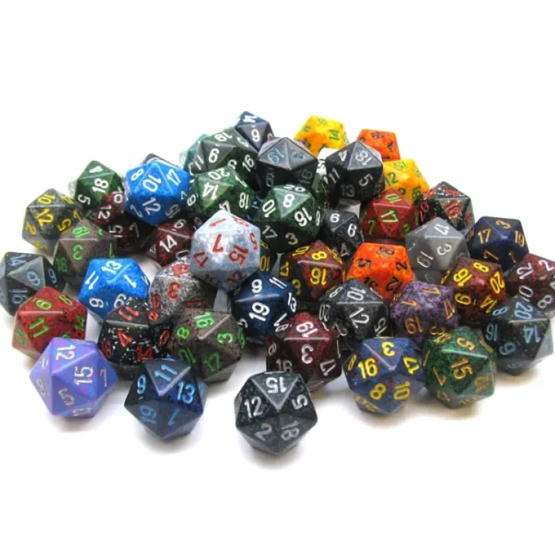 Dice-Bag Of 50 Assorted Loose Speckled Polyhedral 19mm D20 Chessex Dice - Your Source for Gaming Essentials