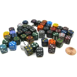 Dice-Bag Of 50 Assorted Loose Speckled 12mm D6 Chessex Dice with Pips - Your Source for Gaming Essentials