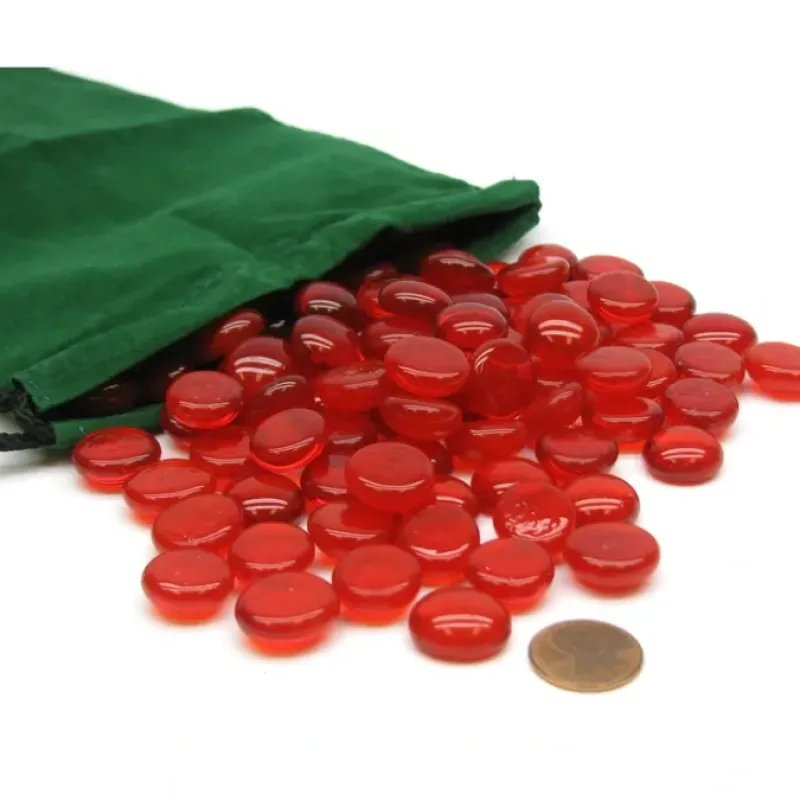 Board Games-Bag of 100 Blood Stone Gaming Glass Stones with Green 6x9" Cloth Storage Bag - Your Source for Gaming Essentials