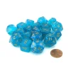 Dice-Bag of 20 Borealis Polyhedral Dice - Teal with Gold Numbers - Your Source for Gaming Essentials