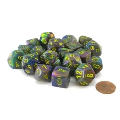 Dice-Bag of 20 Festive Polyhedral Dice - Rio with Yellow Numbers - Your Source for Gaming Essentials