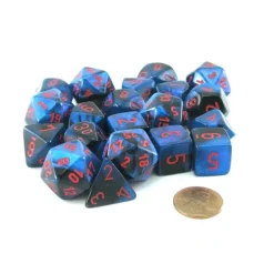 Dice-Bag of 20 Gemini Polyhedral Dice - Black-Starlight with Red Numbers - Your Source for Gaming Essentials