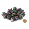 Dice-Bag of 20 Gemini Polyhedral Dice - Green-Purple with Gold Numbers - Your Source for Gaming Essentials