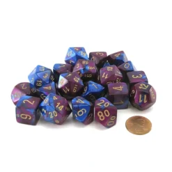 Dice-Bag of 20 Gemini Polyhedral Dice - Blue-Purple with Gold Numbers - Your Source for Gaming Essentials