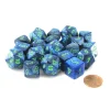 Dice-Bag of 20 Lustrous Polyhedral Dice - Dark Blue with Green Numbers - Your Source for Gaming Essentials