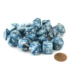 Dice-Bag of 20 Lustrous Polyhedral Dice - Slate with White Numbers - Your Source for Gaming Essentials