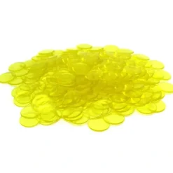 Board Games-Bag of 250 Plastic 19mm Round Sorting Chip Gaming Accessory - Yellow - Your Source for Gaming Essentials