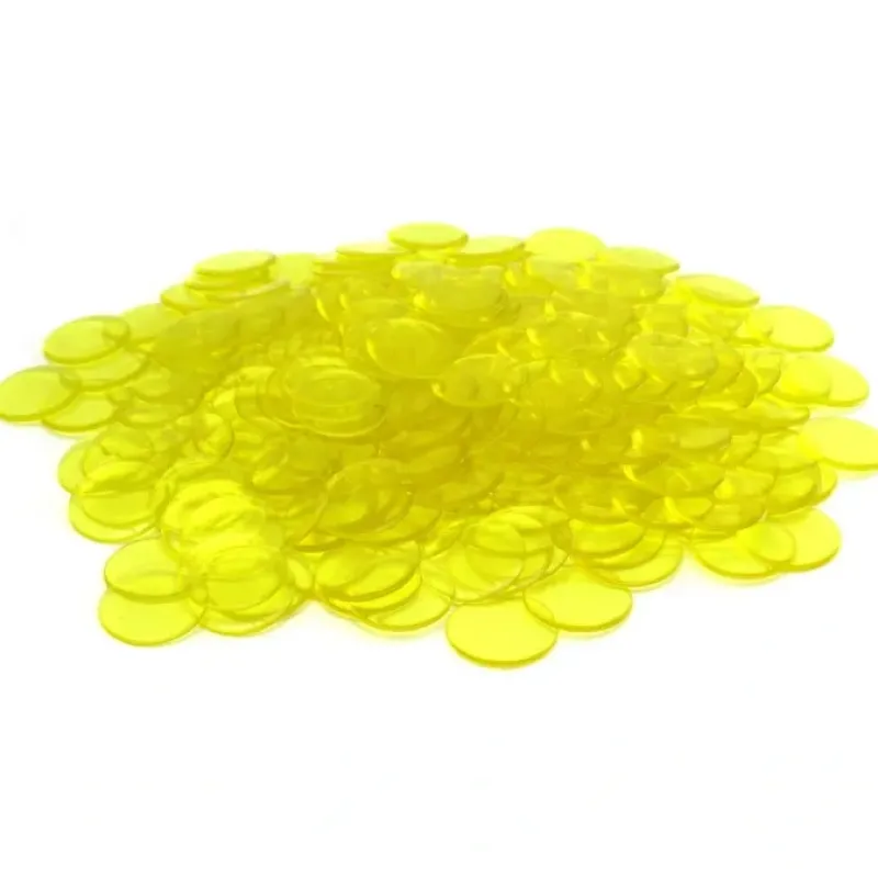 Board Games-Bag of 250 Plastic 19mm Round Sorting Chip Gaming Accessory - Yellow - Your Source for Gaming Essentials