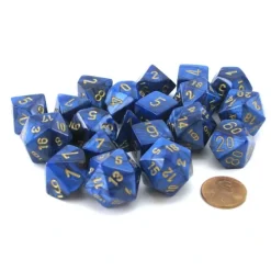 Dice-Bag of 20 Scarab Polyhedral Dice - Royal Blue with Gold Numbers - Your Source for Gaming Essentials