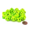 Dice-Bag of 20 Vortex Polyhedral Dice- Bright Green with Black Numbers - Your Source for Gaming Essentials