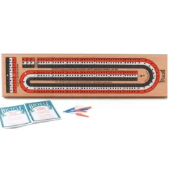 Cards-Bicycle 3 Track Wooden Cribbage Board with Pegs - Your Source for Gaming Essentials