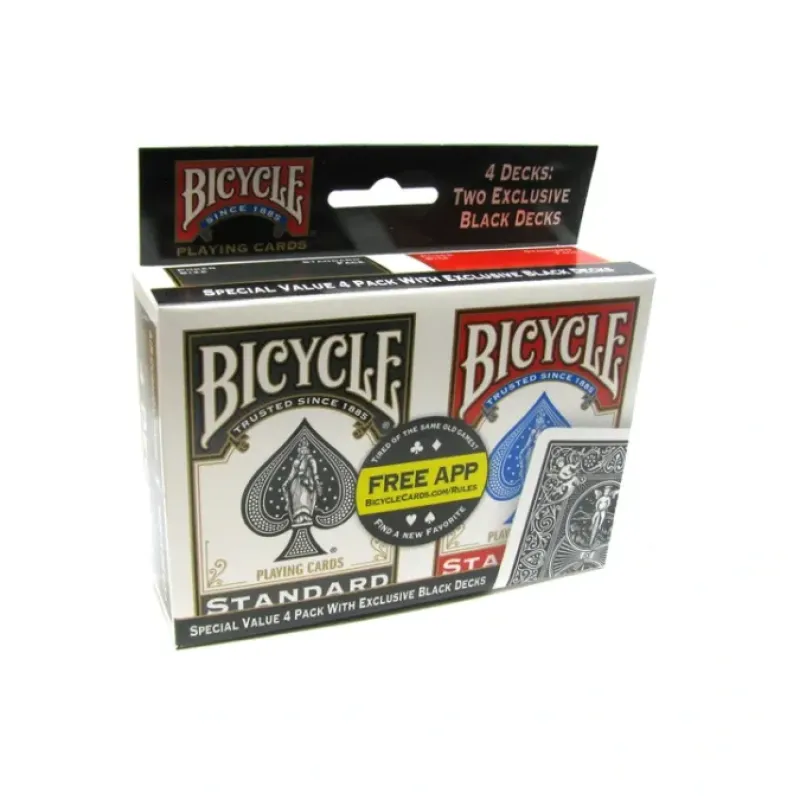 Cards-Bicycle Standard Index 4 Pack of Black and Red Playing Cards - Your Source for Gaming Essentials