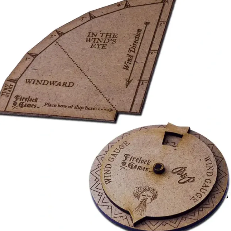 Board Games-Blood & Plunder Template Set: Wooden Turning Gauge and Wind Direction Compass - Your Source for Gaming Essentials