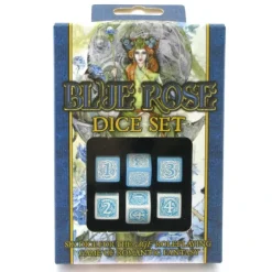 Dice-Blue Rose D6 Dice Set 6 Pieces - 3 White with Blue, 3 Blue with White - Your Source for Gaming Essentials