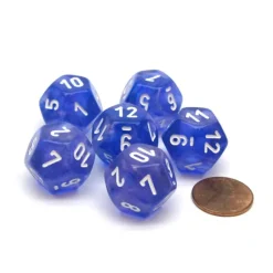 Dice-Borealis 12 Sided D12 Chessex Dice, 6 Pieces - Purple with White Numbers - Your Source for Gaming Essentials