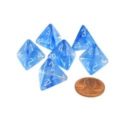 Dice-Borealis 18mm 4 Sided D4 Chessex Dice, 6 Pieces - Sky Blue with White - Your Source for Gaming Essentials