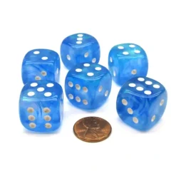Dice-Borealis 20mm Big D6 Chessex Dice, 6 Pieces - Sky Blue with White Pips - Your Source for Gaming Essentials