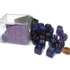 Dice-Borealis 12mm D6 Chessex Dice Block (36 Dice) - Royal Purple with Gold Pips - Your Source for Gaming Essentials