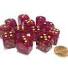 Dice-Borealis 16mm D6 Chessex Dice Block (12 Dice) - Magenta with Gold Pips - Your Source for Gaming Essentials