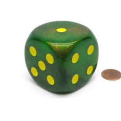Dice-Borealis 50mm Huge Large D6 Chessex Dice, 1 Piece - Maple Green with Yellow Pips - Your Source for Gaming Essentials