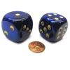 Dice-Borealis 30mm Large D6 Chessex Dice, 2 Pieces - Royal Purple with Gold Pips - Your Source for Gaming Essentials