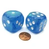 Dice-Borealis 30mm Large D6 Chessex Dice, 2 Pieces - Sky Blue with White Pips - Your Source for Gaming Essentials