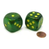 Dice-Borealis 30mm Large D6 Chessex Dice, 2 Pieces - Maple Green with Yellow Pips - Your Source for Gaming Essentials