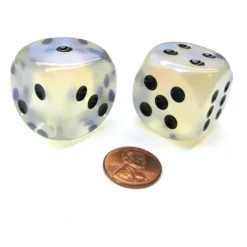 Dice-Borealis 30mm Large D6 Chessex Dice, 2 Pieces - Aquerple with Black Pips - Your Source for Gaming Essentials