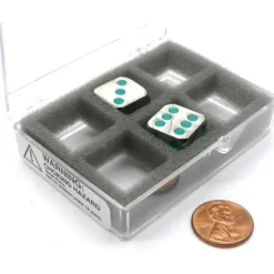 Dice-Box of 2 Zinc Metal Alloy D6 15mm Heavy Dice - Green Pips - Your Source for Gaming Essentials