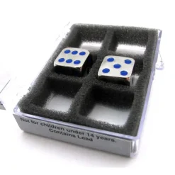 Dice-Box of 2 Zinc Metal Alloy D6 15mm Heavy Dice - Blue Pips - Your Source for Gaming Essentials