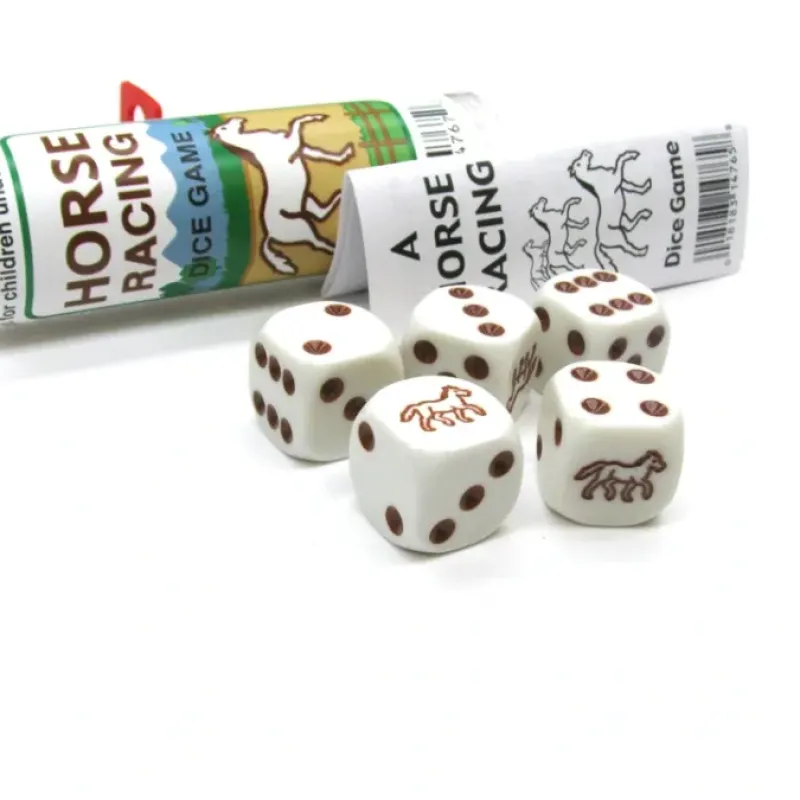 Dice-Brown Horse Racing Dice Game 5 Dice Set with Travel Tube and Instructions - Your Source for Gaming Essentials