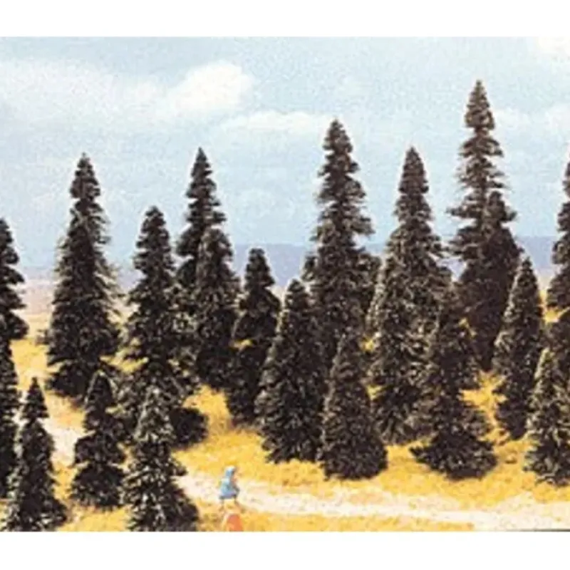 Busch 6499 HO 2.4"- 4.3" Tall Assorted Pine Trees (Pack of 100) - Your Source for Gaming Essentials Trains