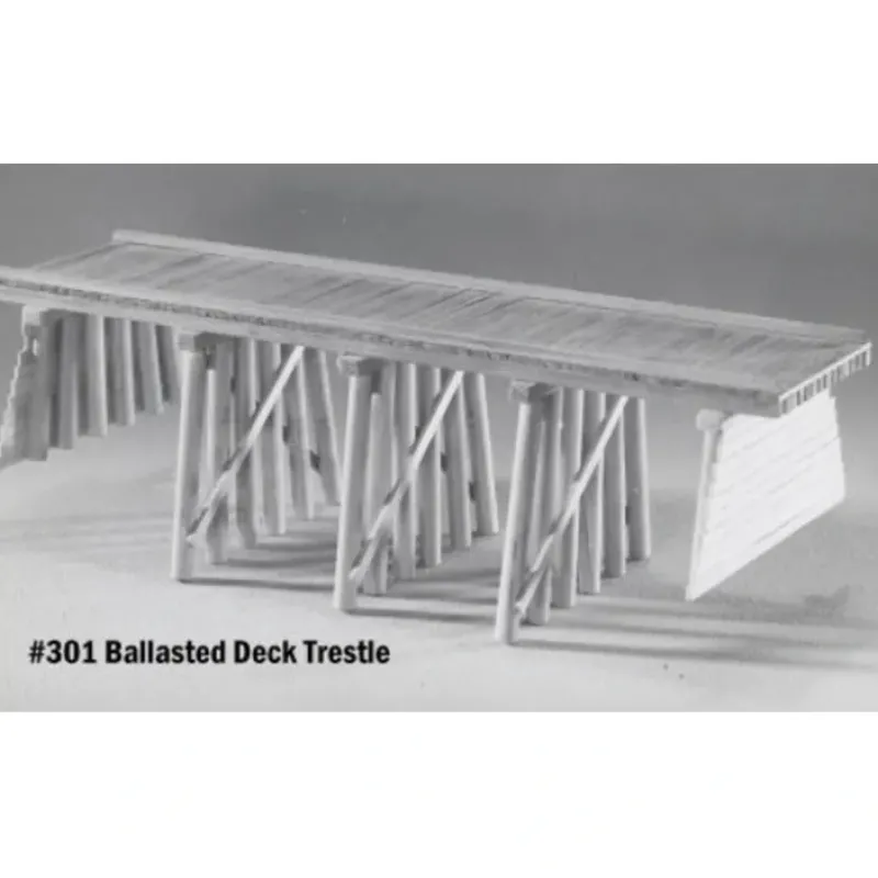 Hot Campbell Scale Models 301 HO 50' Ballasted Deck Pile Trestle (Less Ties) - Your Source for Gaming Essentials Trains