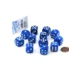 Dice-Case of 12 Deluxe Marble 16mm Round Edge Dice - Blue with White Pips - Your Source for Gaming Essentials