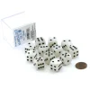 Dice>Case of 12 Deluxe Marble 16mm Round Edge Dice - White with Black Pips - Your Source for Gaming Essentials