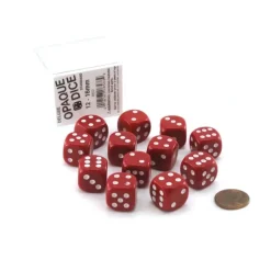 Dice-Case of 12 Deluxe Opaque 16mm Round Edge Dice - Red with White Pips - Your Source for Gaming Essentials