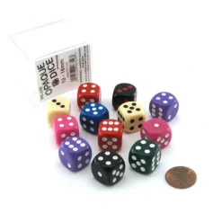 Dice-Case of 12 Deluxe Opaque 16mm Round Edge Dice - Assorted Colors - Your Source for Gaming Essentials