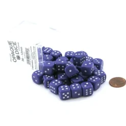 Dice-Case of 36 Deluxe Opaque Small 12mm Round Edge Dice - Purple with White Pips - Your Source for Gaming Essentials