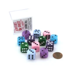 Dice-Case of 12 Deluxe Swirl 16mm Round Edge Dice - Assorted Colors - Your Source for Gaming Essentials