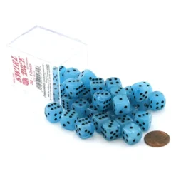 Dice-Case of 36 Deluxe Swirl Small 12mm Round Edge Dice - Ice Blue with Black Pips - Your Source for Gaming Essentials