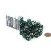 Dice-Case of 36 Deluxe Transparent Small 12mm Round Edge Dice - Green with White Pips - Your Source for Gaming Essentials